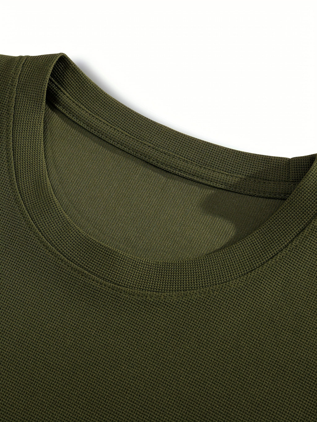 Versatile Summer Casual Small Waffle Grid Cool Short-Sleeved T-Shirt 4pcs Set - Military Green+Medium Gray+Black+White