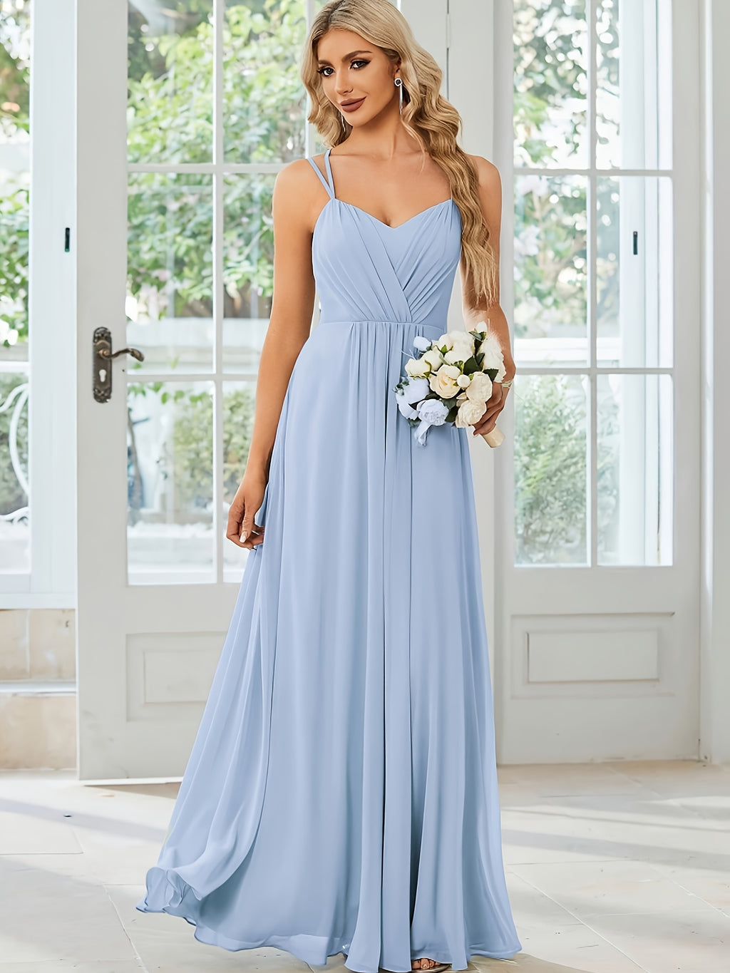 Elegant and Fashionable Party Dress, Long Evening Gown for Family Gatherings and Birthdays, Formal Evening Attire, Bridesmaid Performance Dress, Ball Gown, Exclusive for Award Ceremonies, Holiday Date Set, Mother's Wedding Dress - Light Blue