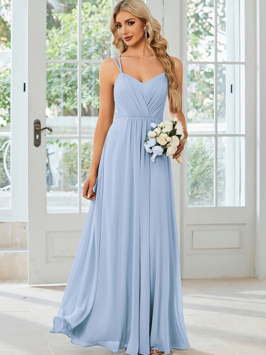 Elegant and Fashionable Party Dress, Long Evening Gown for Family Gatherings and Birthdays, Formal Evening Attire, Bridesmaid Performance Dress, Ball Gown, Exclusive for Award Ceremonies, Holiday Date Set, Mother's Wedding Dress - Light Blue