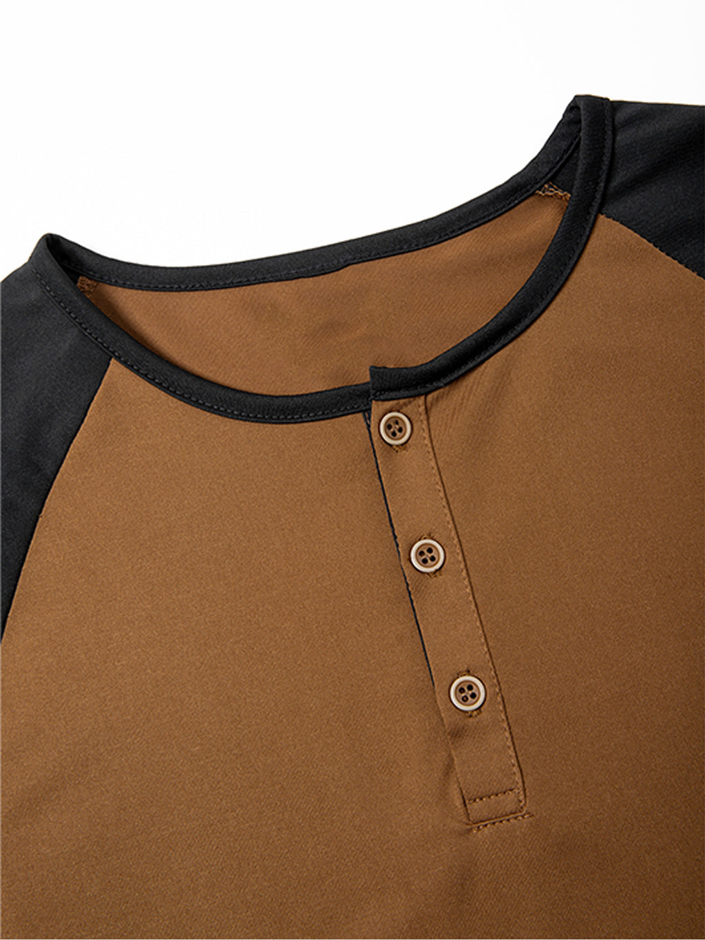 1 Men's Summer V-Neck Casual T-Shirt, Breathable and Lightweight Street Fashion Short-Sleeve Top, Daily Office Business Contrast Color Design Henley Shirt with Button- Collar, Suitable for Outings, Home, Work, Travel, Cycling, and Streetwear - Brown