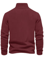 Autumn-Winter Plush Top Half-Zip Sweatshirt Trendy Warm Clothing - Deep Red
