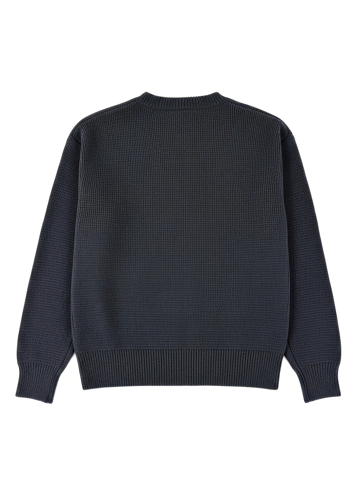 OBM Premium Gray Round Neck Short Knit Cardigan Men'S Fall Winter Loose Lazy Style Single-Button Soft Versatile Casual Sweater Coat - Dark Gray