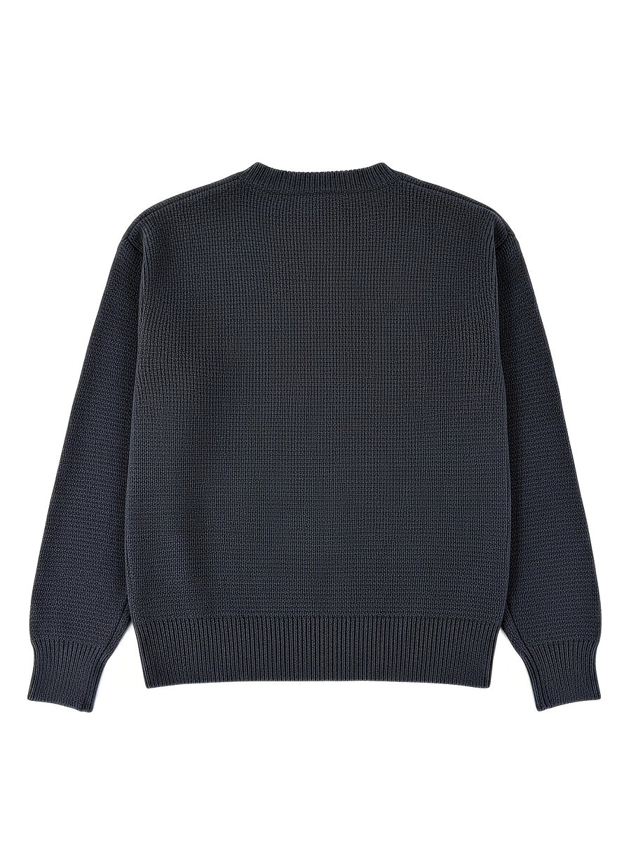 OBM Premium Gray Round Neck Short Knit Cardigan Men'S Fall Winter Loose Lazy Style Single-Button Soft Versatile Casual Sweater Coat - Dark Gray