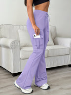 Women's Athletic Cargo Jogger Pants with Multi-Functional Cargo Pocket & Slim-Fit Ankle Design - All-Season Workout Running Gym Pants with Drawstring Waist & Lightweight Stretch Fabric (Machine Washable) for Casual Outdoor Wear - Women's Sportswear - Light Purple
