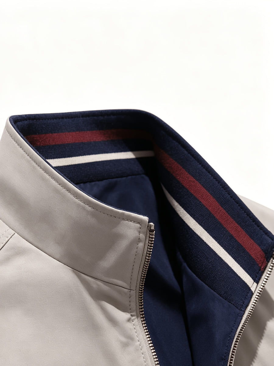 Reversible Stand-Up Collar Jacket, Spring/Autumn Casual Easy Men'S Versatile Outerwear - Off-white