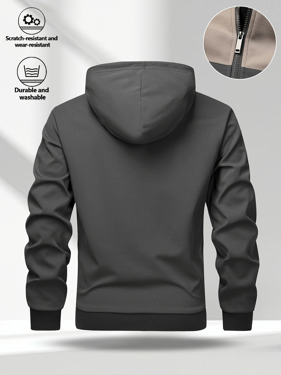 Men'S Versatile Fashion Casual Hooded Zip-Up Cardigan Sweater Jacket WJ5748 - Dark Gray