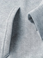 Autumn/Winter Trendy Fashion Women's Hooded Drawstring Sweatshirt and Sweatpants Set, Metallic Gradient MILANO City Text Print, Light Luxury Metallic Texture, Italian Vintage Urban Style. Hooded Drawstring Design, Sweatshirt with Front Kangaroo - Light Grey