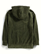 Men'S Hooded Sweatshirt - Loose Fit Pullover Hoodie, Long Sleeve Casual Sweater for Everyday & Formal Wear, Classic Hooded Sweatshirt for Men, Comfortable Clothing, Textured Fabric, Relaxed Fit Clothing - Olive Green