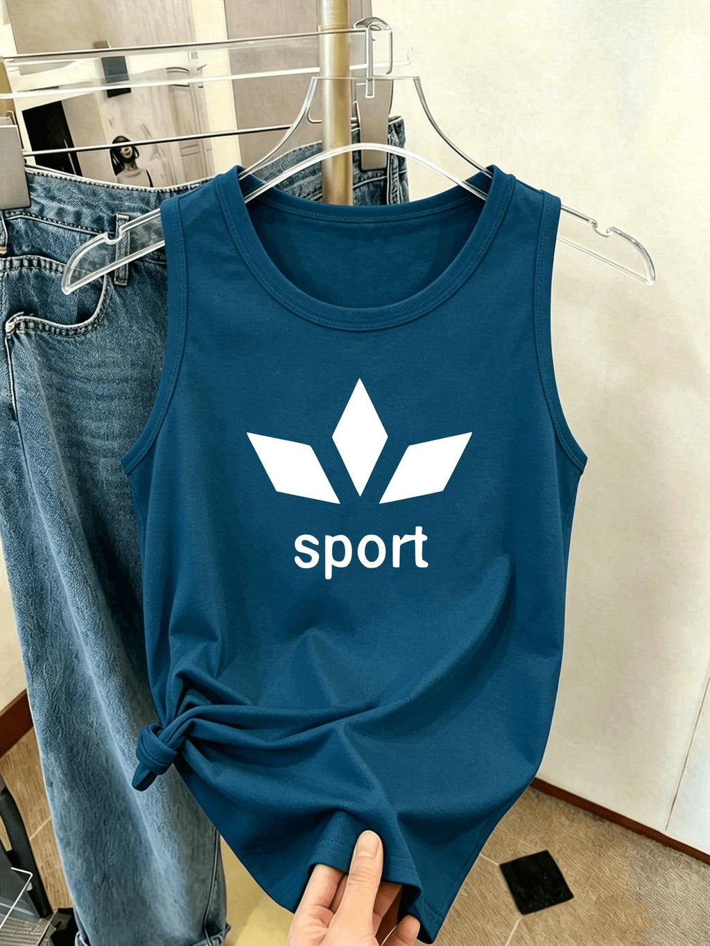 Y2K Women's Sleeveless Tank Top, Simple and Stylish, Casual Fashion, Women's Spring/Summer Casual Swear, Sizes S, M, L, XL, XXL+6417 - Navy Color