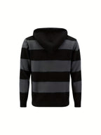 Men'S Hooded Sweater Autumn Winter New Fashion Casual Sweatshirt Knit Pullover Long Sleeve Warm Top Men, Regular Fit, Daily, Striped - Dark Gray