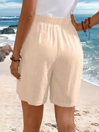 Stylish and Elegant Casual Beach Pants, Slim Fit Straight-Leg Wide-Leg Shorts for Women - BK032328 - Apricot