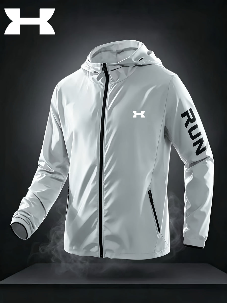 Men'S Spring Thin Hooded Zipper Jacket, Breathable Comfortable Lightweight Portable, Suitable for Daily Outdoor Sports Casual Wear Men'S Skin Suit - Grey