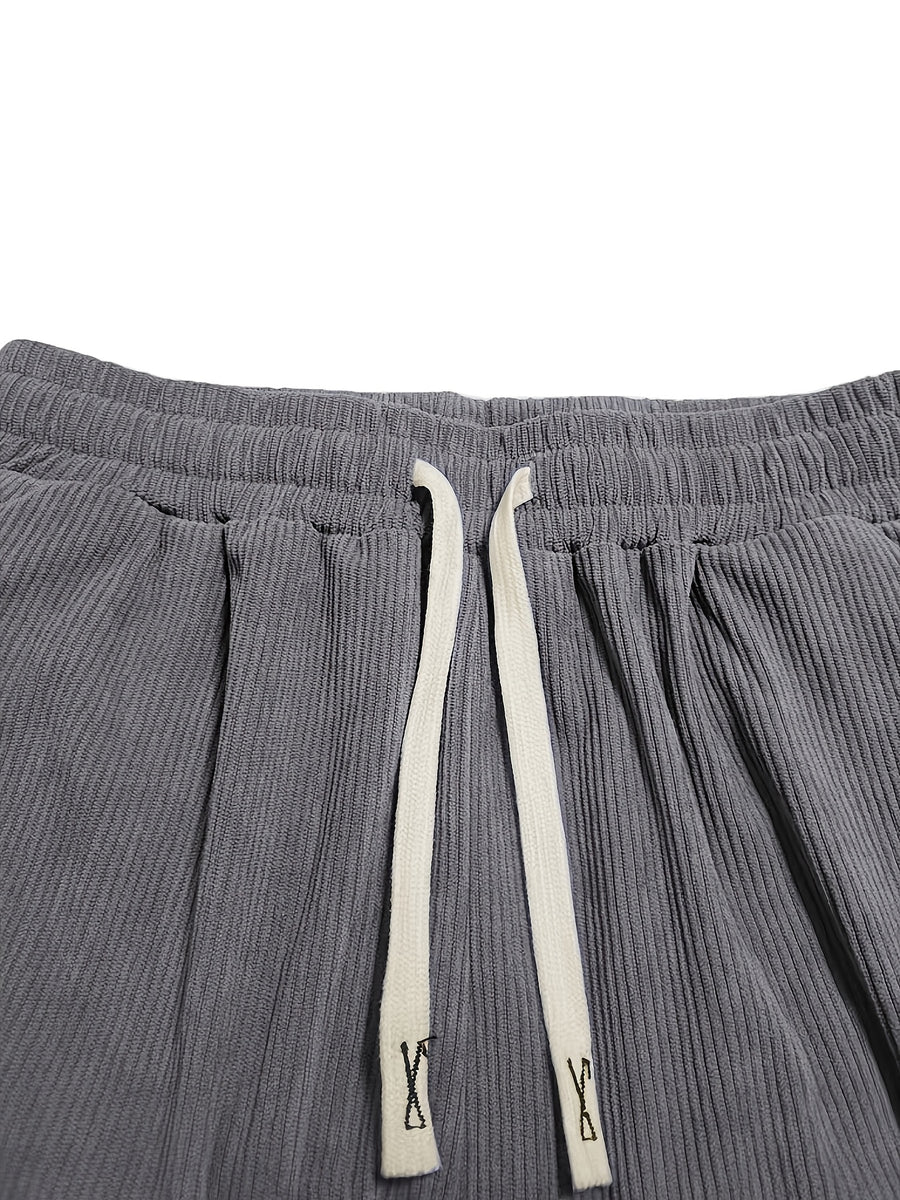 Women'S Corduroy Straight-Leg Pants for Autumn And Winter - Featuring a Drawstring Elastic Waistband, Back Pocket Design, Stylish And Comfortable for Everyday Wear - Grey