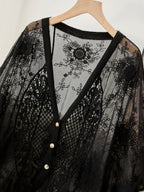 Bohemian Openwork Embroidery Spring and Summer Ethnic Fashion Joker Casual Cardigan, Suitable for Going Out to Wear. - Black
