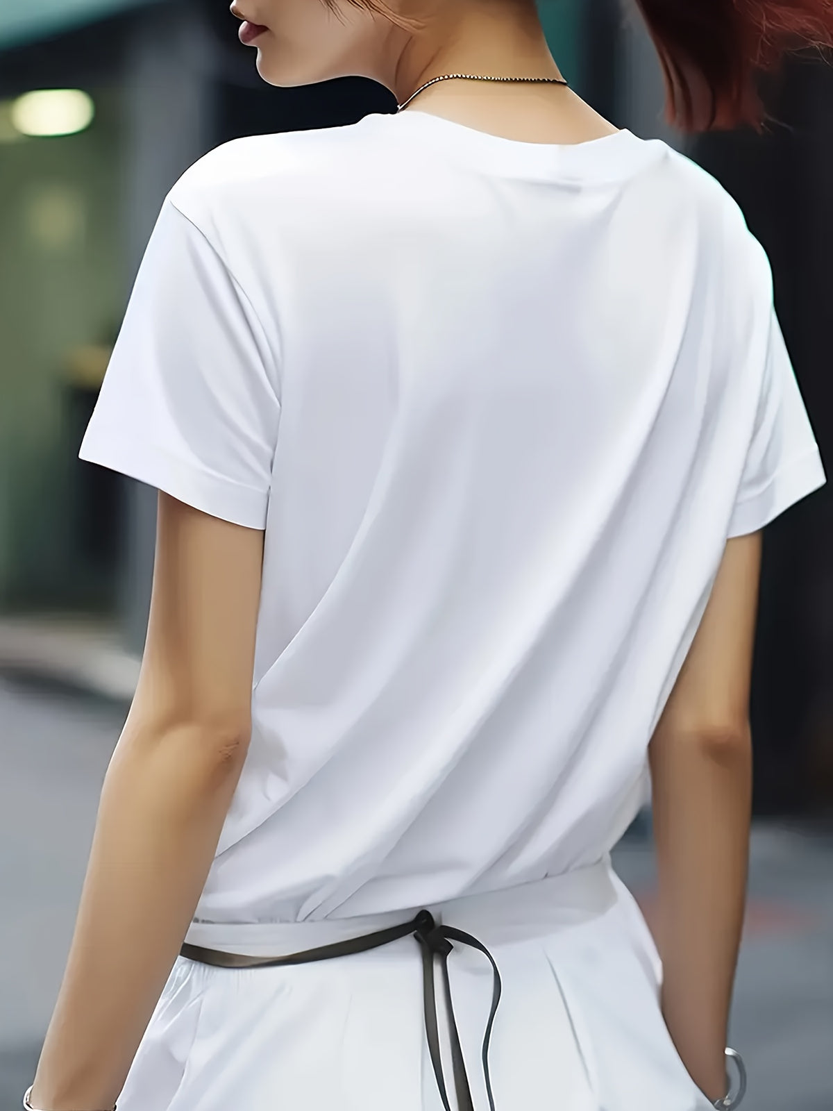 Women's Clothing and Summer Fashion Apparel, Available in Various Styles, Suitable for Outdoor Wear, Highly Breathable, with a Soft and Comfortable Feel. Short-sleeve T-shirts Printed Using Heat Transfer Technology, Sizes S to XXL - White