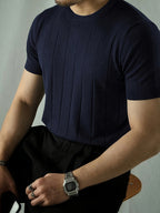 Men's Solid Rib-knit Top - Navy Color