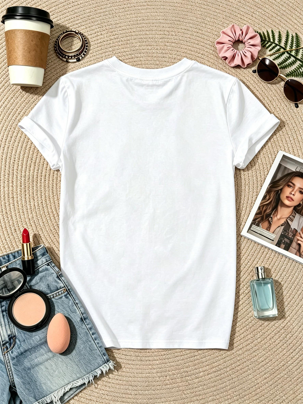Women's Round Neck Short Sleeve T-Shirt with Bow Print - Loose Fit Casual Top, Medium Elastic Suitable for Spring Summer Casual Attire, Machine Washable Basic Bow Tie Shirt for Layering or Standalone Outfits - White