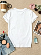 Women's Round Neck Short Sleeve T-Shirt with Bow Print - Loose Fit Casual Top, Medium Elastic Suitable for Spring Summer Casual Attire, Machine Washable Basic Bow Tie Shirt for Layering or Standalone Outfits - White