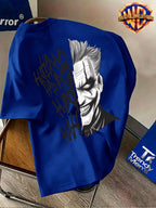 Men'S 100% Short Sleeve T-Shirt, American Trendy Character Print Top, Complete Black And White Comic Figure Scene with Distressed Graffiti Letters, Eye-Catching Visual Effect, Suitable for Various Casual Occasions, Relaxed Fit, And Fade-Resistant - Royal Blue