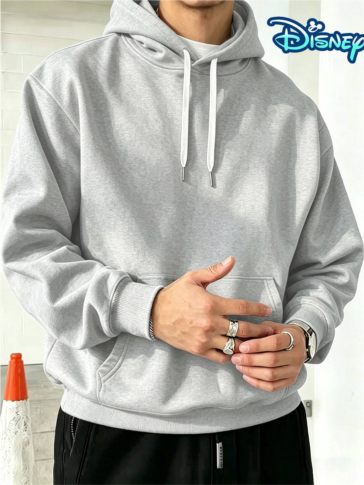Disney Authorization, Multi-color Hooded Sweater in Fashion Trend, Christmas Night Horror Jack Skull Pattern Printing, Fall Winter Men Loose Long-sleeved Hoodie, Best Choice for Couples, Street Tide Brand Must-wear for Daily Outing - Light Grey
