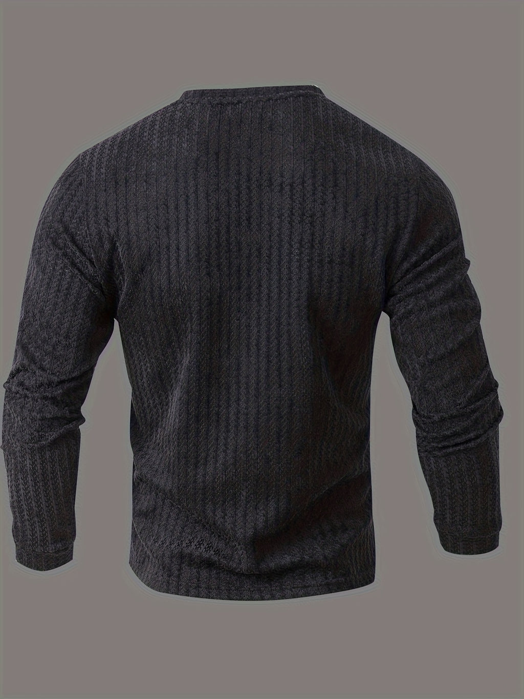 Men's Fashion Casual Long-Sleeve Henley Shirt | High-End Houndstooth Textured Jacquard Henley Collar T-Shirt | Notched V-Neck Design | Long-Sleeve Henley T-Shirt in a Loose and Comfortable Fit | Essential Golf Polo Attire | Breathable - Midnight Black