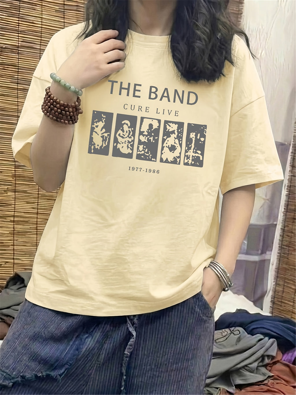 Retro Fashion Short Sleeve T-Shirt Women'S Summer Short Sleeve T-Shirt Pure Short Sleeve T-Shirt Top Design Sense Unique Loose Top Base Layer #3333 - Apricot