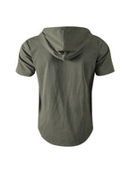 2pcs Summer Men'S Cardigan Hoodie Short-Sleeve T-Shirt, Fashionable And Easy, for Sports, Fitness, Beach, Yoga, Breathable - Black+green