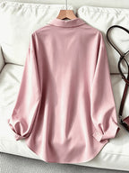 Women'S Classic Solid Color Casual Shirt - Pink Color