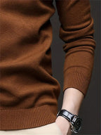 3pcs Men'S Round Neck Sweater Autumn Winter Knitwear Multi-Pc Solid Color Pullover Base Layer Sweater - Coffee+Army Blue+Sky Blue