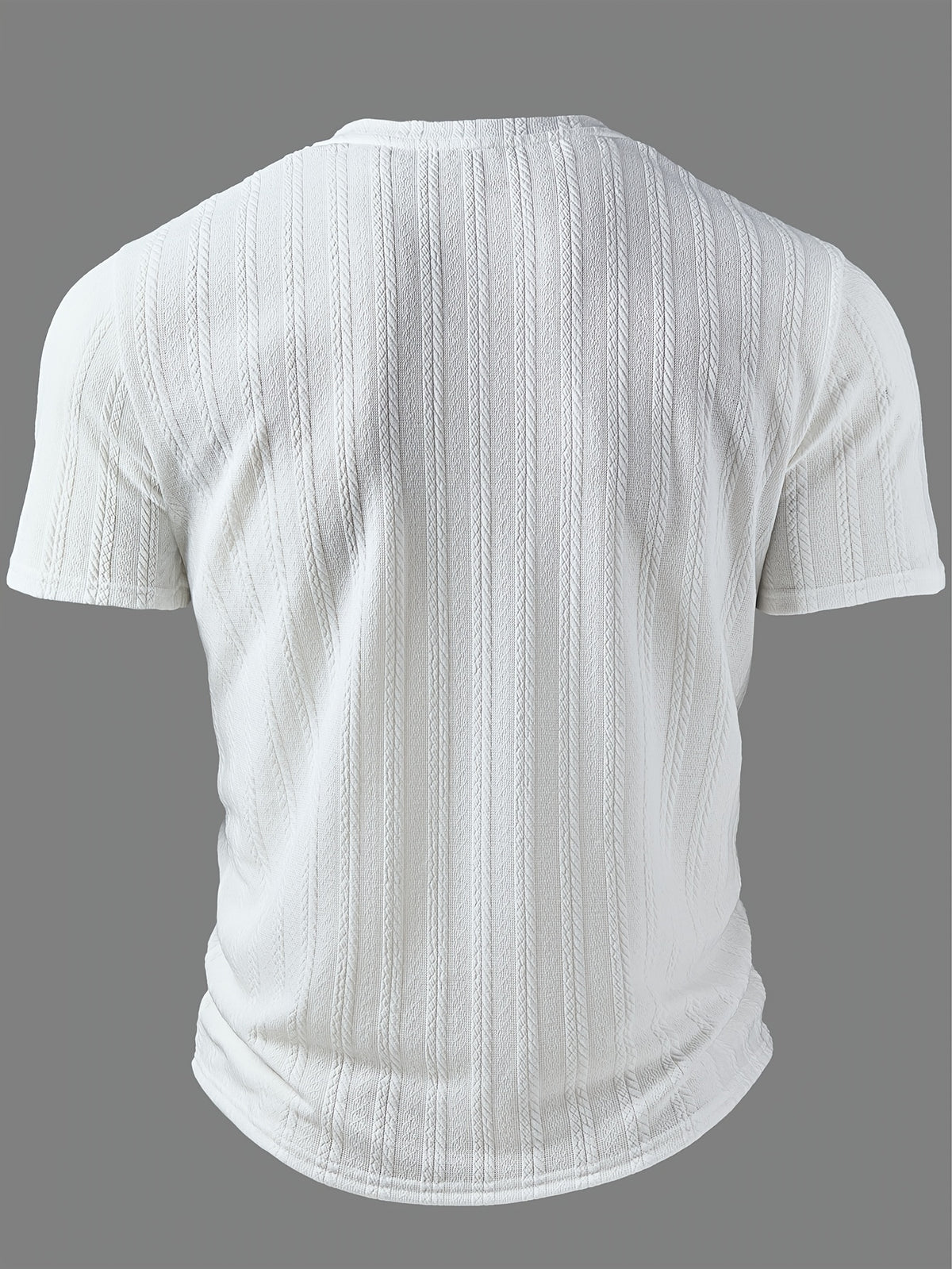 Men'S Fashion Top for Spring And Summer, Casual Outdoor Textured Fabric, Round Neck Short-Sleeve Henley Shirt - White
