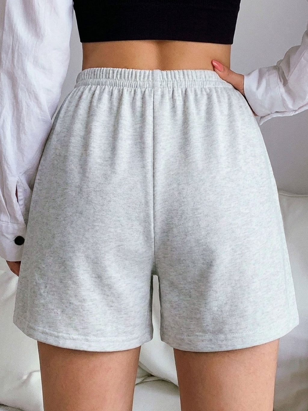 [Solid Color DK] Spring/Summer Solid Color Women'S Shorts Women'S Pants Pure Casual High Waist Pants Women'S Clothing - Grey