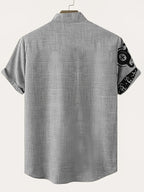 Men'S Classic Short-Sleeve Shirt with Lapel - Casual Button-Up Design for Summer Daily Wear, Vacation Destinations, And Outdoor Activities - Mixed Color 3