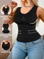 Plus-size Women's Shaping and Waist-cinching Daily Wear and Loungewear Vest, Can Be Worn as an Inner Layer or Outer Layer - Black