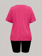 Women'S Disney-Themed T-Shirt Set Featuring a Casual Round Neck And Short Sleeves with a Winnie The Pooh Print, Perfect for Everyday Wear Or As a Gift. Ideal for Daily Outfits, Trendy Casual Wear - Rose Red