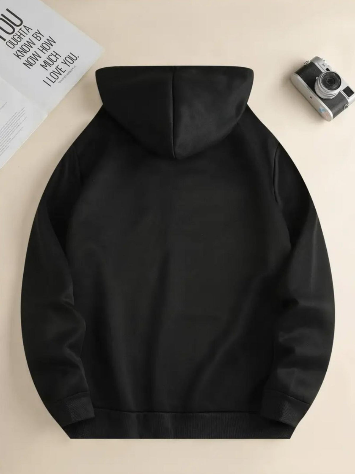 Cute Style Mickey Minnie Face Print Japanese Hooded Sweatshirt, Casual Comfortable Kangaroo Pocket Pullover Top - Black