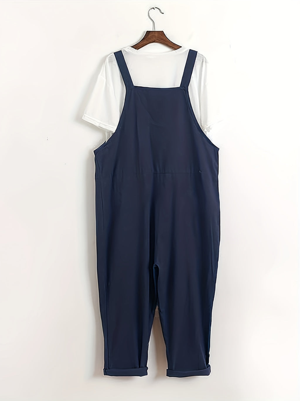 Loose Casual Back Overall Pants, European and American New Style - Blue