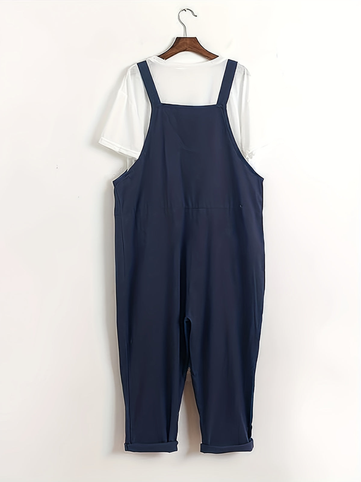 Loose Casual Back Overall Pants, European and American New Style - Blue
