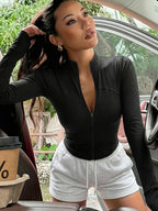 Ymjiglea Sporty Casual Style Slim-Fit Zipper Jacket, Four Seasons Versatile Stand Collar Jacket,, Sleek, and Comfortable - Black Lulu