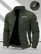 Trendy Vintage Men's Spring/Autumn New Casual Versatile Jacket Outdoor Sports Windproof Coat with Contrasting Color Stand Collar, Transitional Layering Essentials - Olive