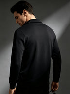 2026 New Men'S Long Sleeve Cargo Polo Sweatshirt, Double Pocket Lapel Design, Autumn Casual Commuter Pullover Top, Christmas Thanksgiving Gift for Boyfriend Husband - Black