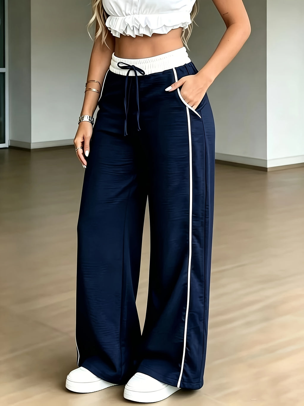 YY260517109 Women's Fashion Casual Pants - Navy Color