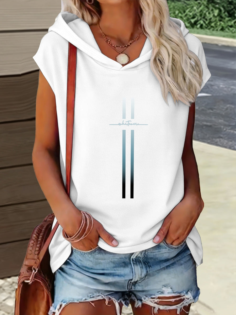 1pc Hooded Simple Design Highlight Comfortable Versatile Style Summer New Y2K Style Women's Sportswear Elegant Fashionable Comfortable T-Shirt Top - White