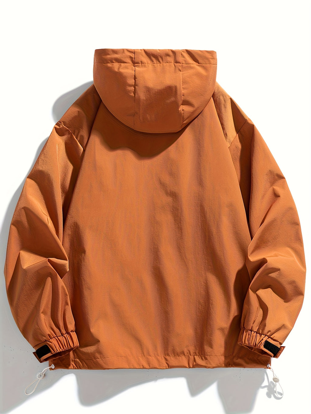 Men's Loose Fashion Sport American Pullover Hooded Drawstring Jacket - Light Brown-1