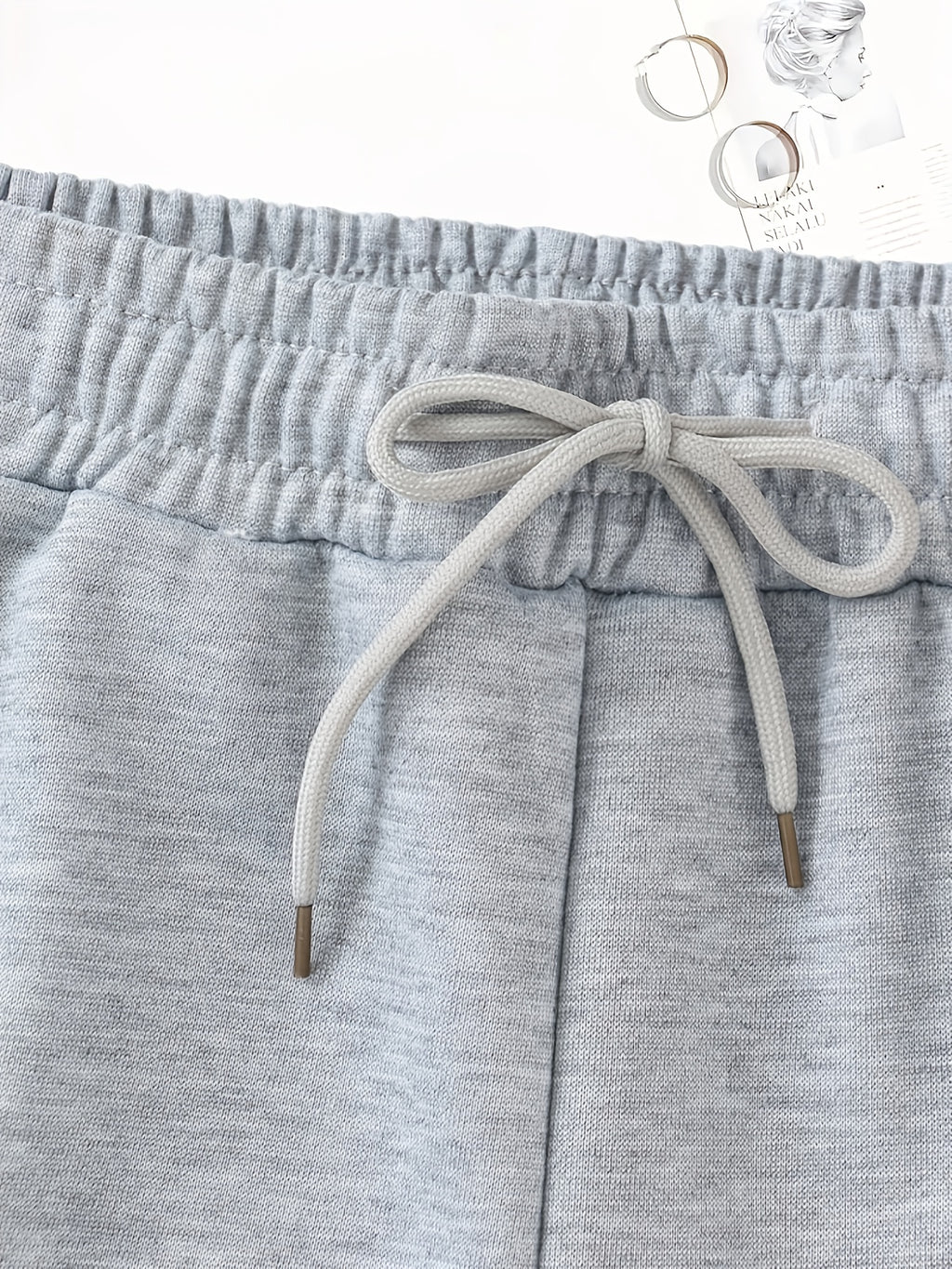 3pcs Women's Elegant Casual Joggers - Heart Print, Drawstring Loose Fit Summer Vacation s Pants, Machine Washable - Gray+Apricot+Pink
