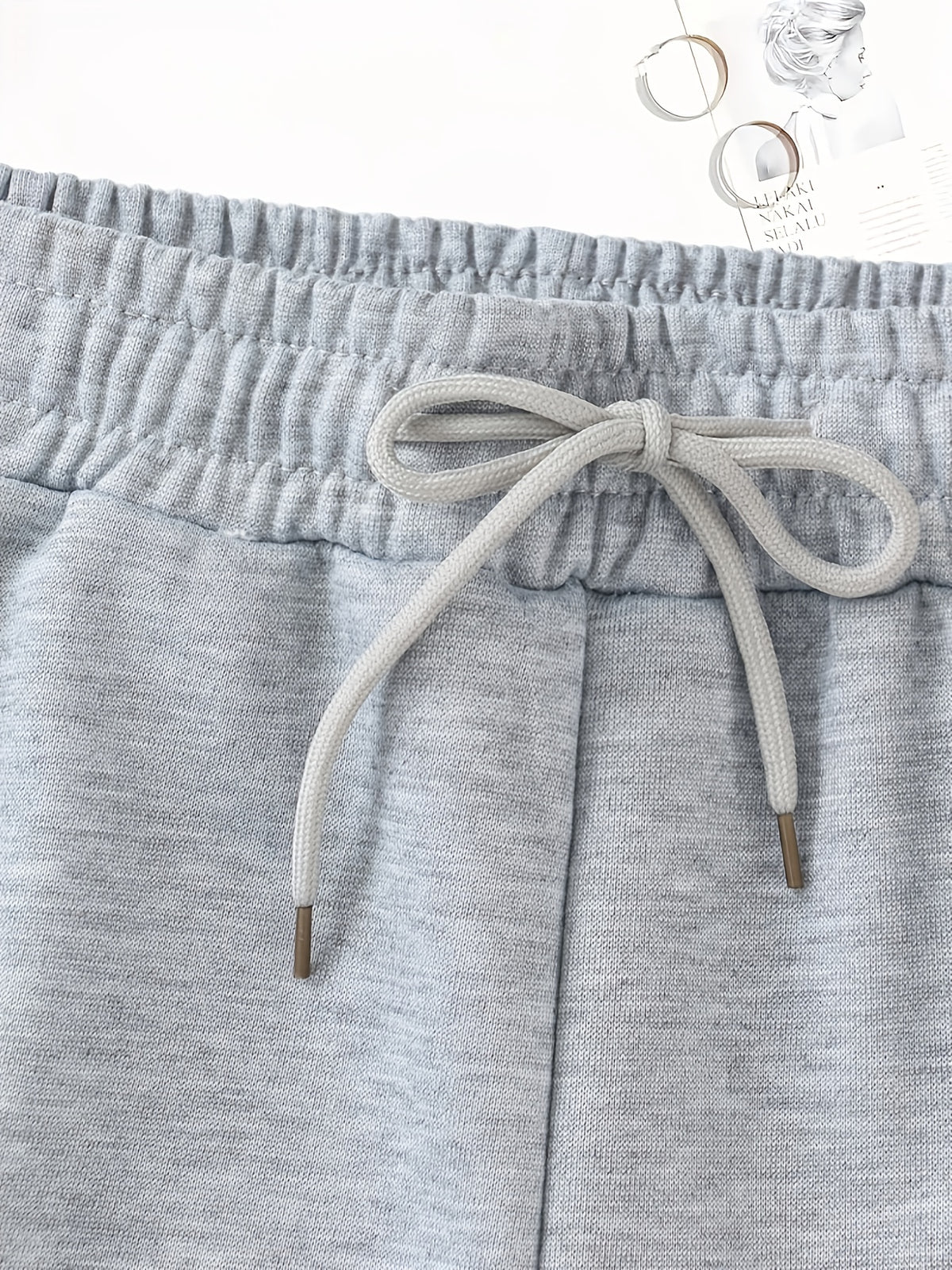 3pcs Women's Elegant Casual Jogger Shorts - Joyful Print, Drawstring Loose Fit Summer Vacation Pants, Machine Washable - Gray+Apricot+Pink