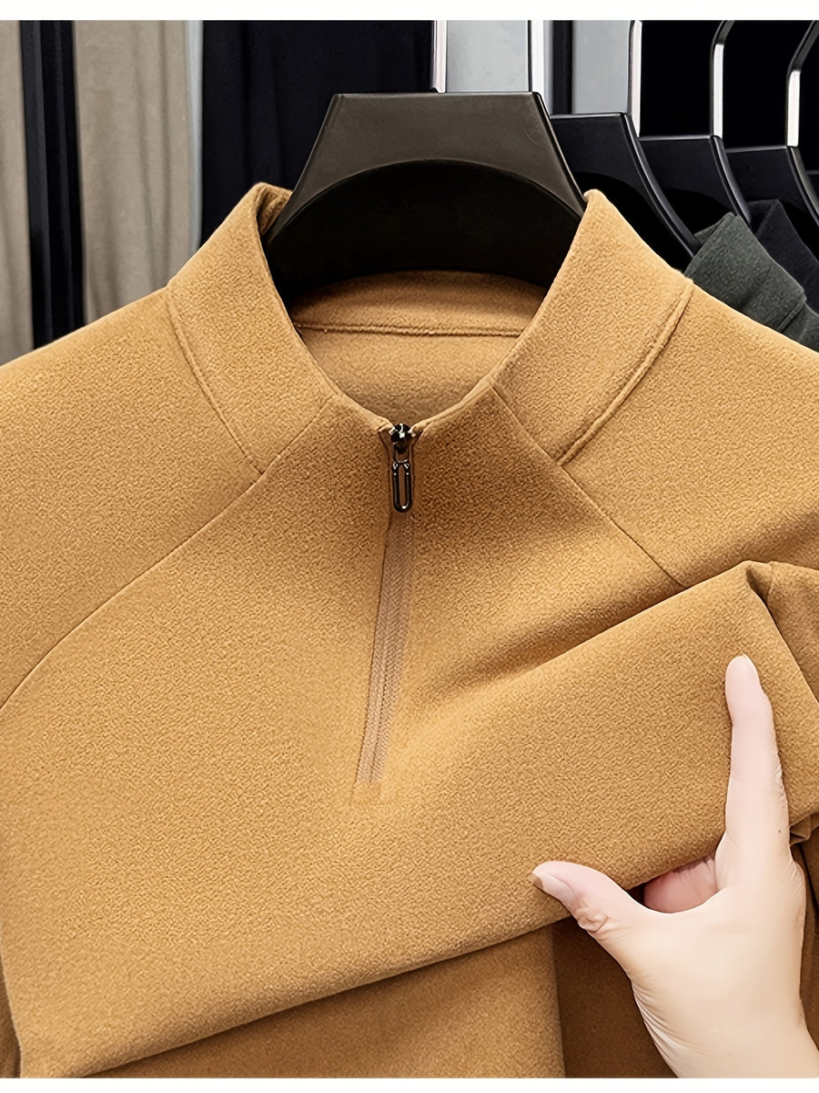 Fathers Day Gift for Men 2026 Early Spring New Half-Zipper Solid Color Men'S Sweatshirt, Easy And Atmospheric Comfortable Breathable, Daily Commute Casual - Orange