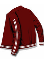Back-to-School Couple's Trendy Pattern Letter "i" Print Stand Collar Jacket, Unisex High-Quality Ribbed and Double-Bar Design, Available in 8 Colors, Fashionable Jacket Top for Spring/Autumn Outdoor Sports, Cycling, Walking, Hiking, and Preppy Style - Burgundy