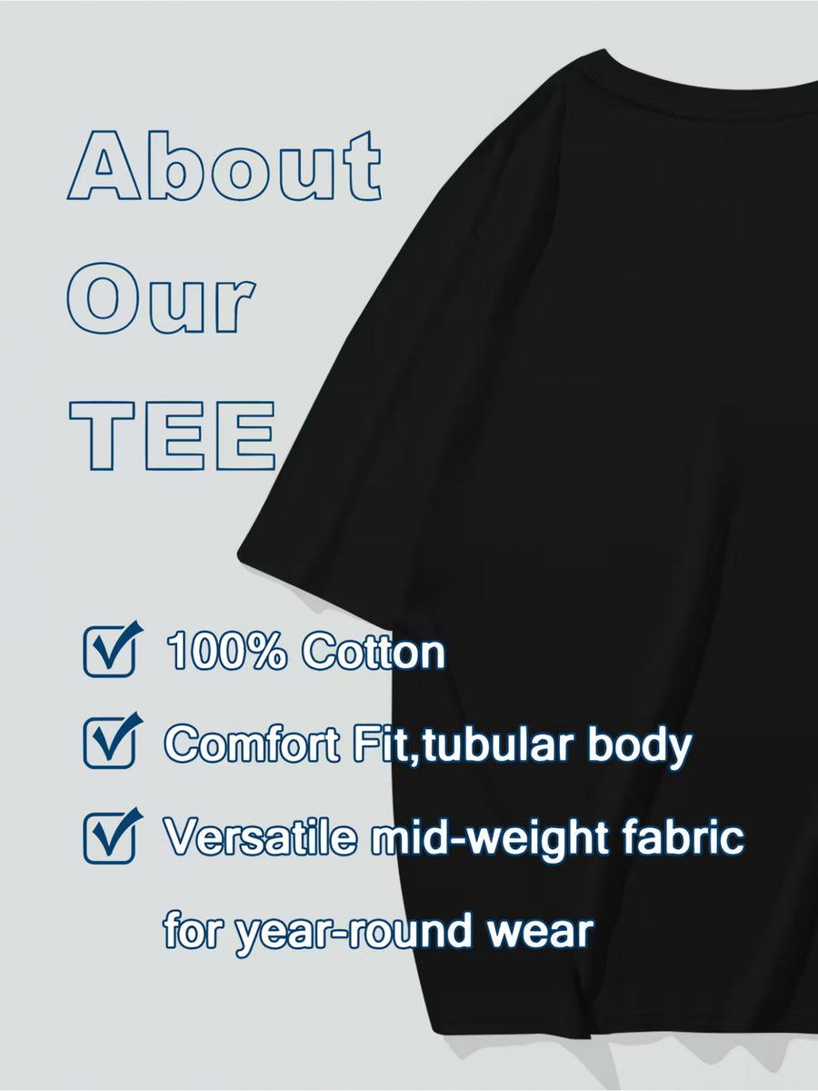 2026 Popular Trendy Brand Printed Short-Sleeve T-Shirt for Men, New Summer Style, Versatile Casual Top, Regular Fit, Pure, Machine Washable, Sizes S-2XL - Black