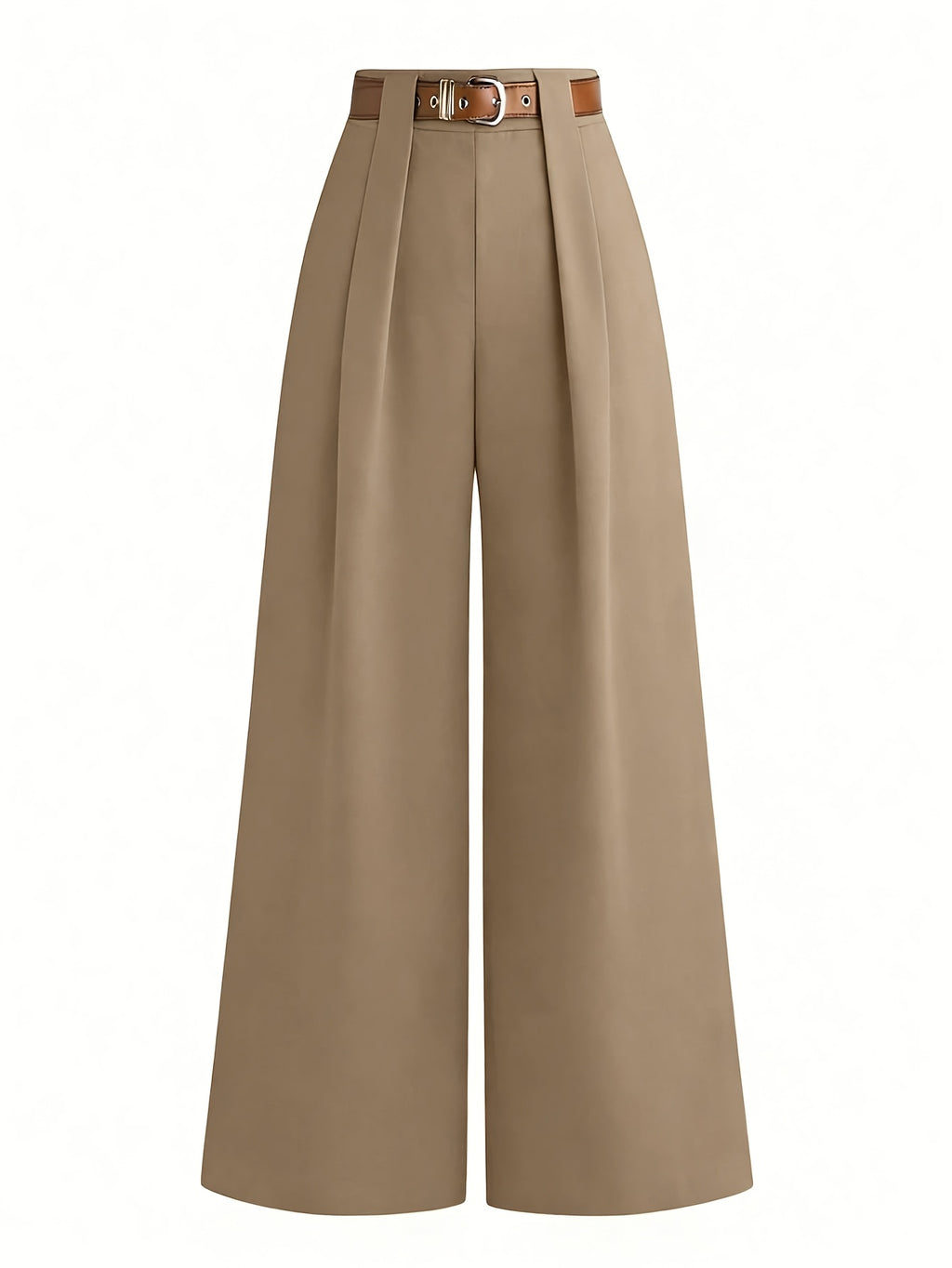 Plus Size, Tall Curve Plus-Size High-Waisted Series Women's Minimalist Pleated Straight-Leg Pants, Commuter - Khaki