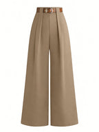 Plus Size, Tall Curve Plus-Size High-Waisted Series Women's Minimalist Pleated Straight-Leg Pants, Commuter - Khaki
